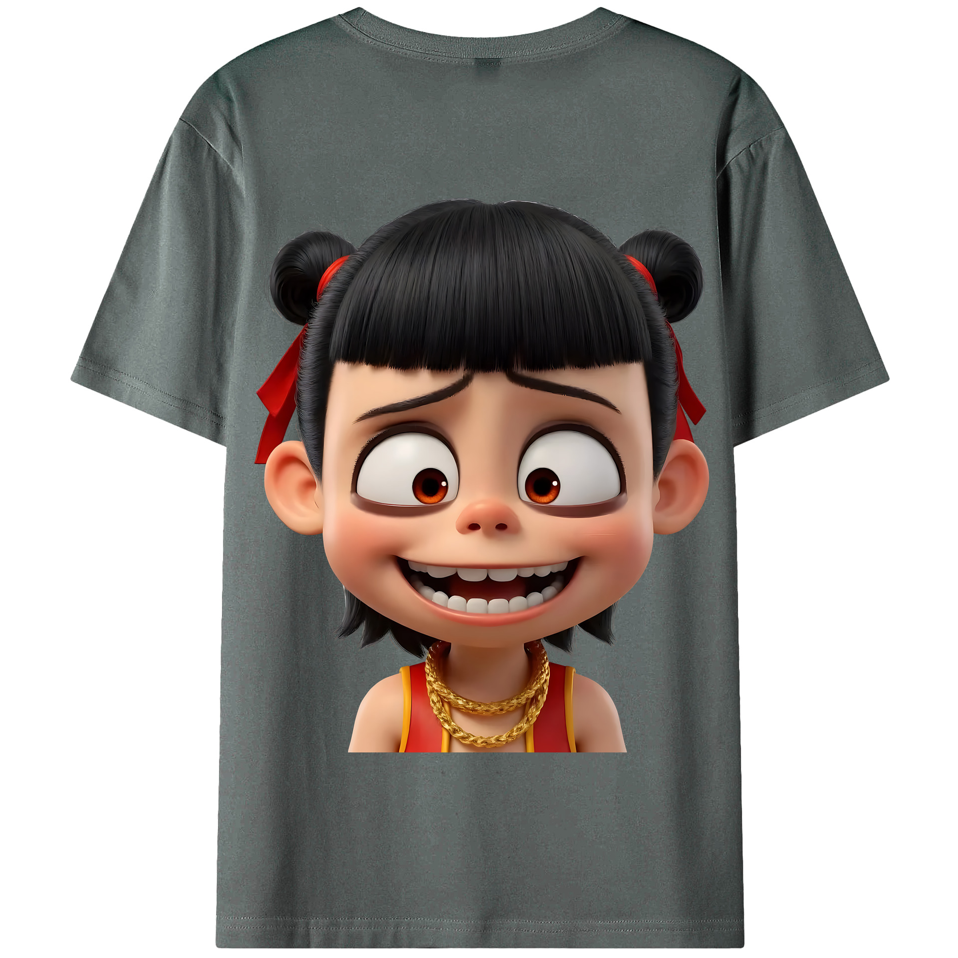 （画像用） Ne Zha 2 ナタ 魔童の大暴れ 綿100％半袖Tシャツ（背面プリント）